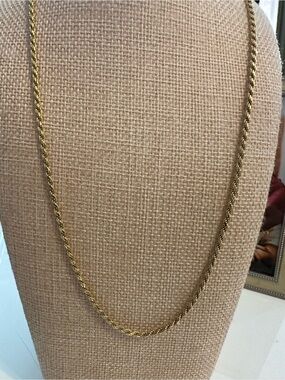 Italian 925 Sterling Silver Gold Plated Rope Chain Necklace – 20”